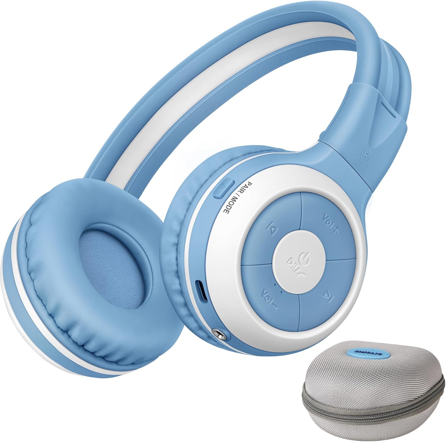 SIMOLIO 2-Channel IR Wireless Car Headphones and AuraCast Wireless Headphones for Kids, Bluetooth Headset with Mic & Sharing for School and Travel, Car DVD Headsets for Universal Entertainment System