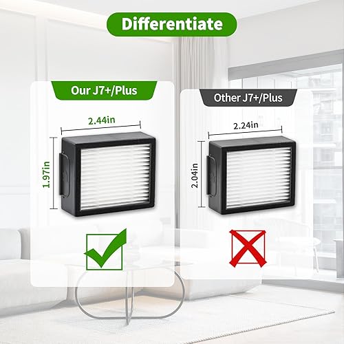 Miniatura 5 de Paquete de 12 filtros Roomba de repuesto para iRobot Roomba E I y J Series E5 E6 E7 i1 i3 i4 i5 i6 i7 j8 j7+ y versiones Plus aspiradoras no para