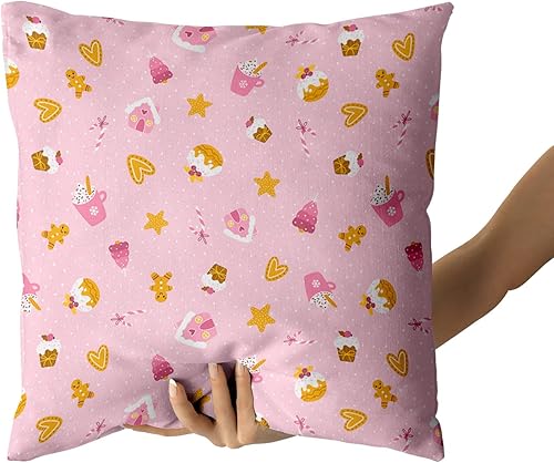 Miniatura 3 de Juego de 2 fundas de almohada de Navidad rosas de 12 x 20 pulgadas, lindas fundas de almohada lumbares de pan de jengibre, pastel dulce, postre,