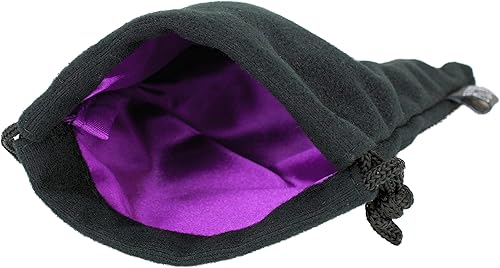 Bolsa de dados grande clásica  5 x 8 pulgadas con cierre de cordón y diseño duradero  Capacidad para más de 100 dados poliédricos (interior morado)
