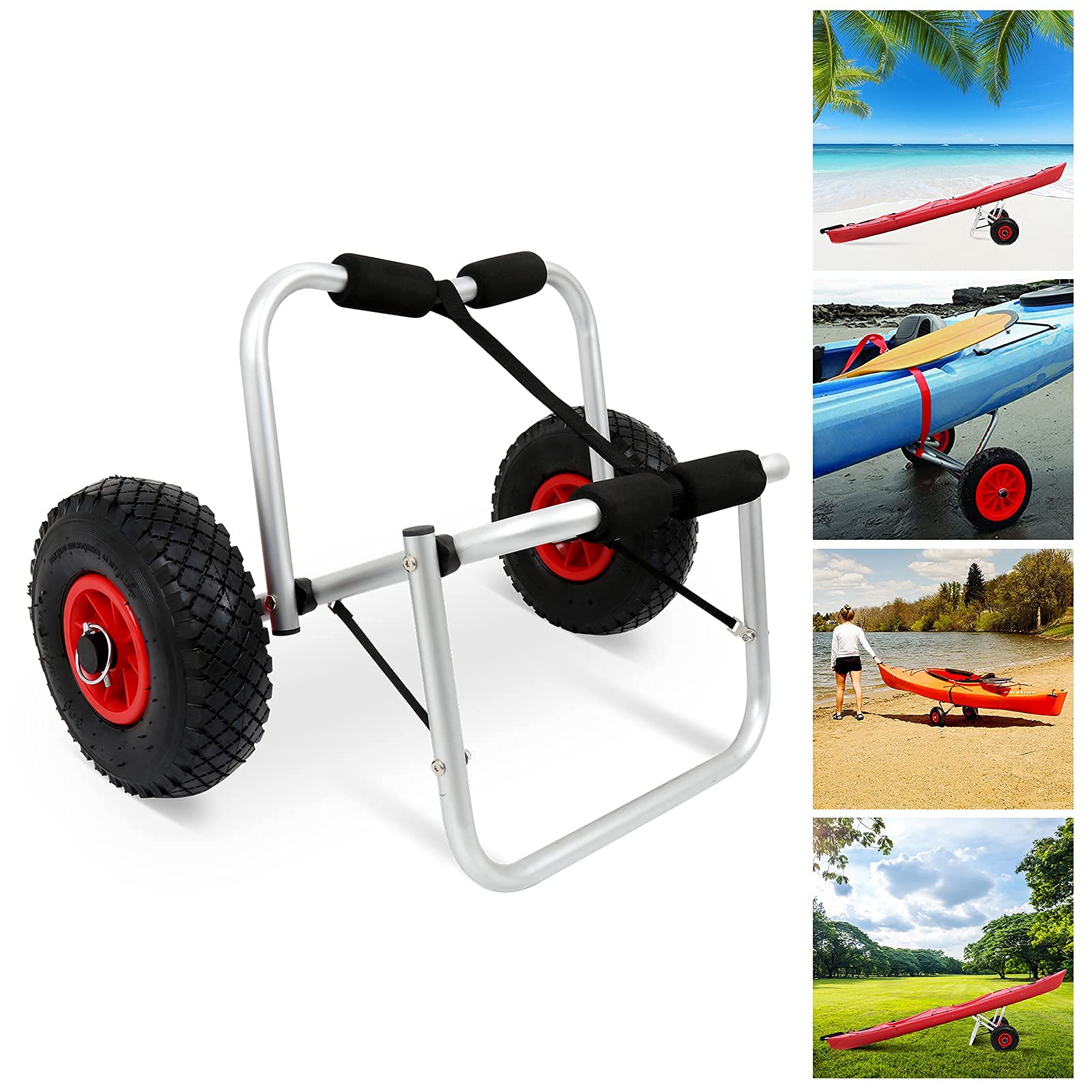 Faltbarer Kajakwagen Kanuwagen Transportwagen Bootswagen Spannriemen SUP Aluminium Bootstrailer Surfwagen für Kanu Surfboard Faltboot