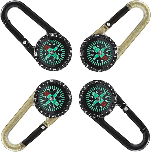 ZHERIKAH 6x Mini Kompass Mit Karabiner - Outdoor Survival Für Kinder & Camping