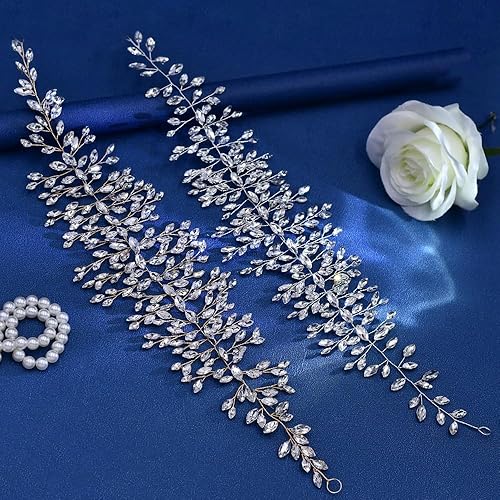 Miniatura 5 de LOVFOIVER Tocado de novia con diamantes de imitación para bodas, accesorios de cristal para el cabello de boda para novias y damas de honor