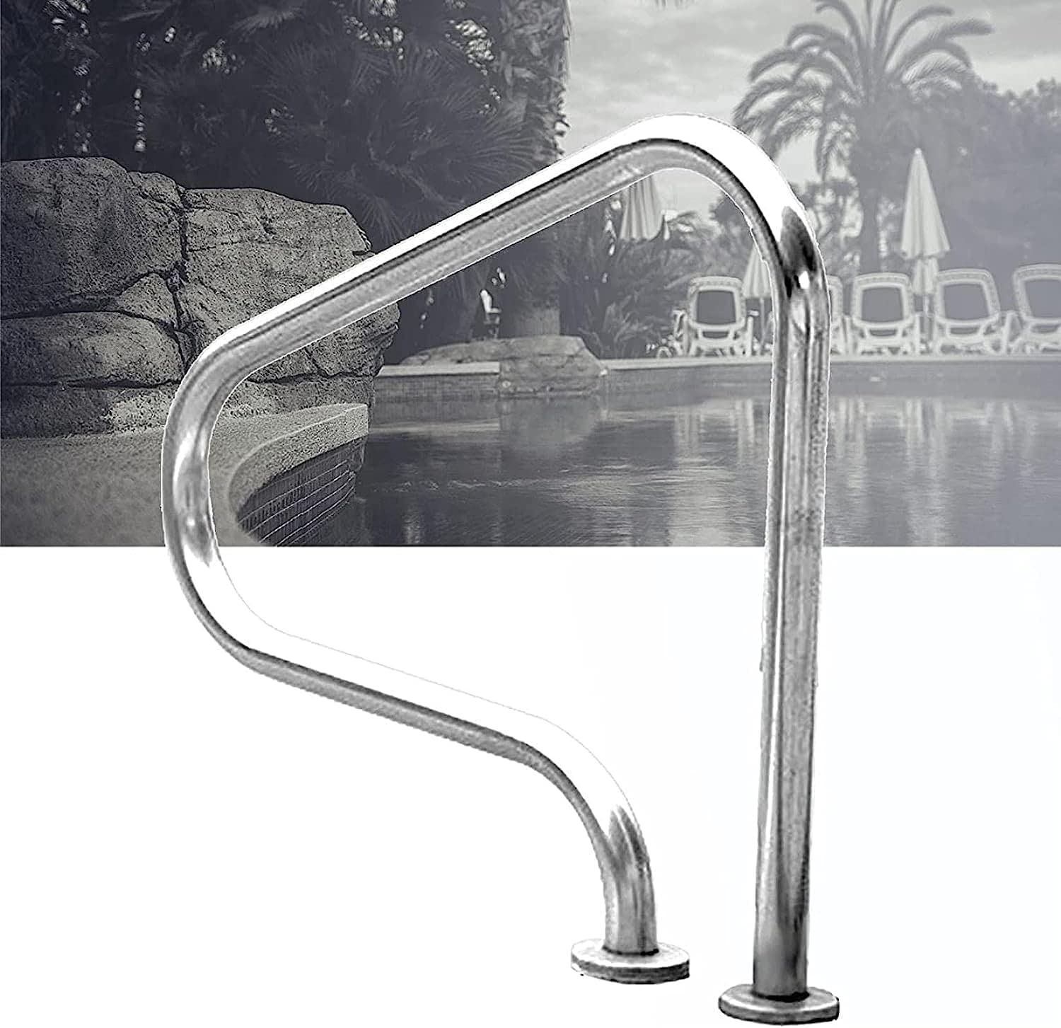 Main courante pour entrée de piscine creusée évitant les chutes sur marche