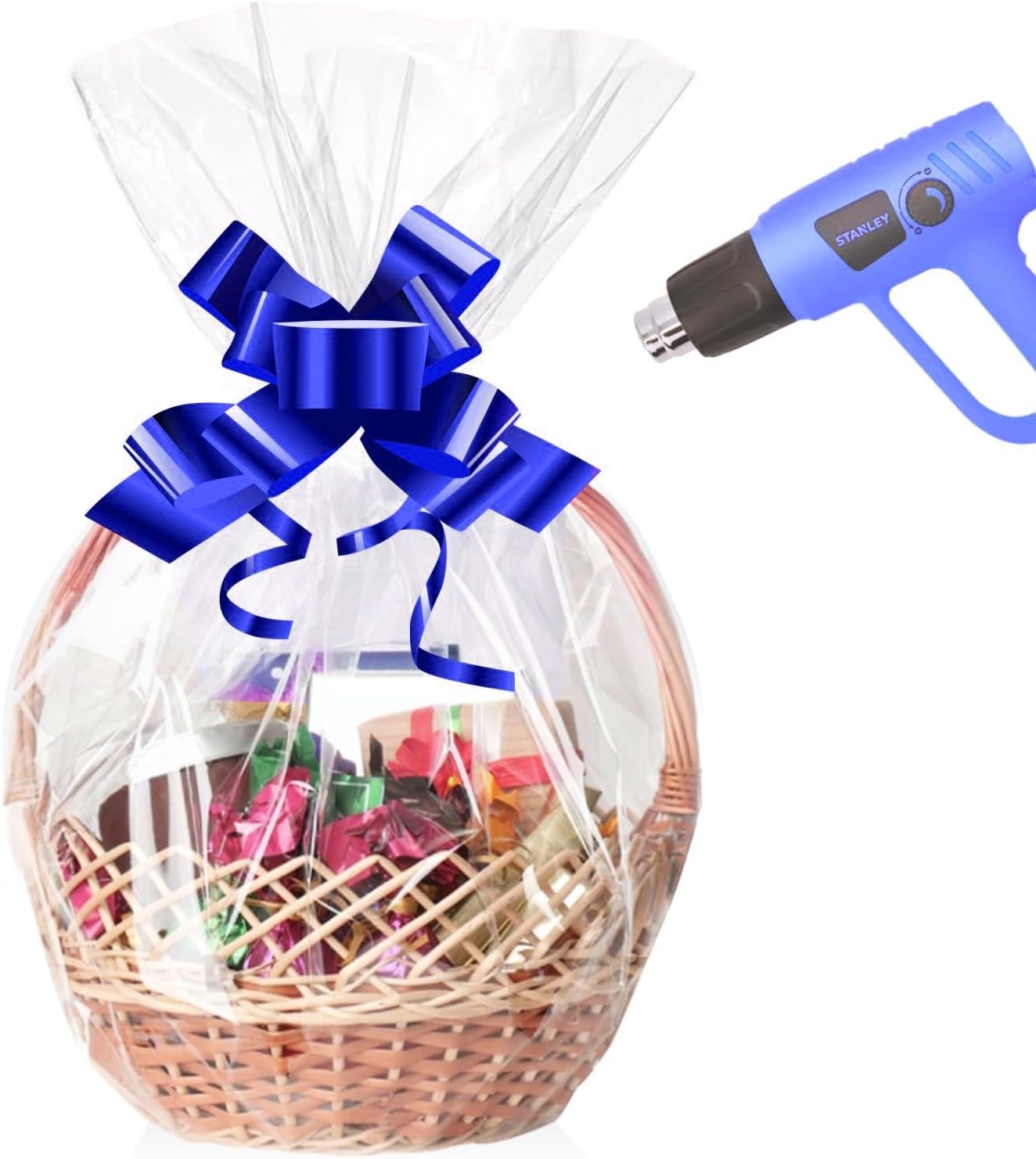 mioule Shrink Wrap Bags for Gift Baskets, 10Pcs 20x24