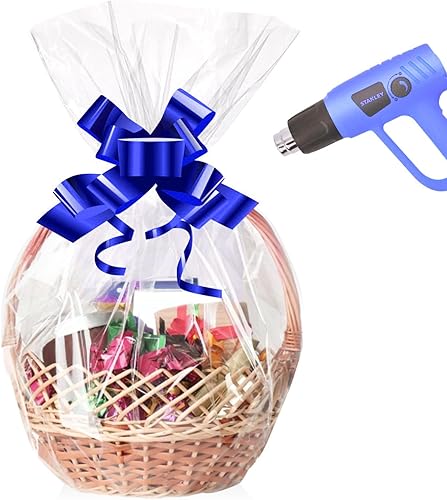 Bolsas retráctiles para cestas de regalo, 10 bolsas de plástico termorretráctiles de celofán de 20 x 24 pulgadas para cestas de regalo para Navidad,