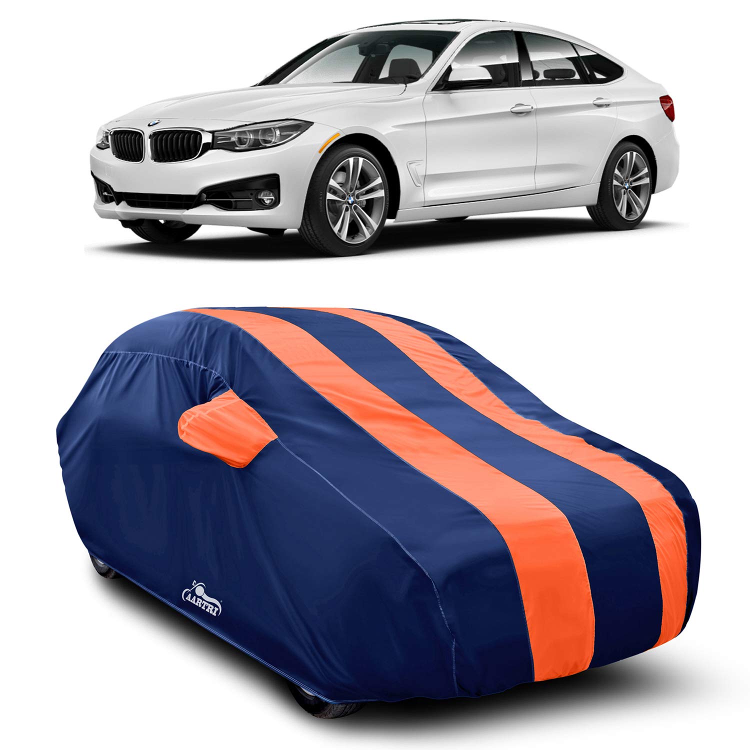 XGuard® 100% Pure Polyester - 3 Series GT Car Cover - UV Rays Reflective - Scratch Resistant - Water Resistant - Car Body Cover (Orange with Mirror)