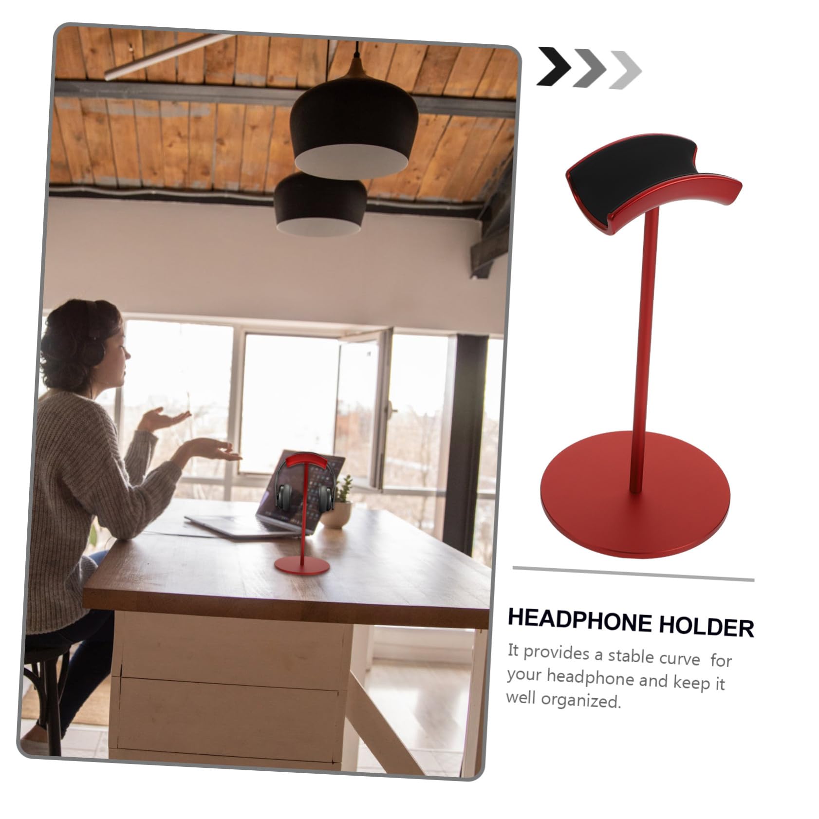 Supporto per Cuffie da Gaming in Lega di Alluminio e Gomma, Organizzatore Portatile per Auricolari da Scrivania Rosso Design Curvo Liscio, per Giochi al Computer