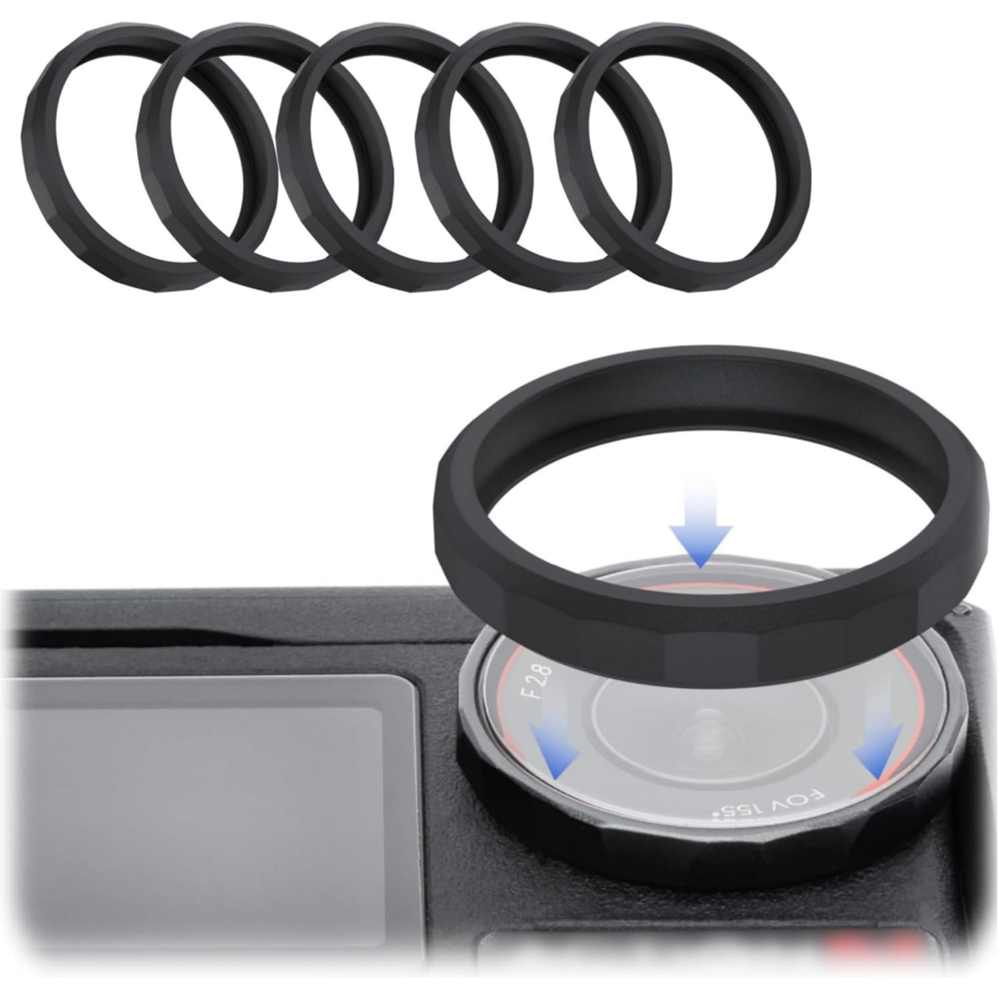 JJC 5Pcs Lens Silicon Ring for DJI Osmo Action 5 Pro 4 3, Protects Osmo Action 5 Pro Glass Lens Cover Edges from Bumps & Scratch, Action5 Accessories