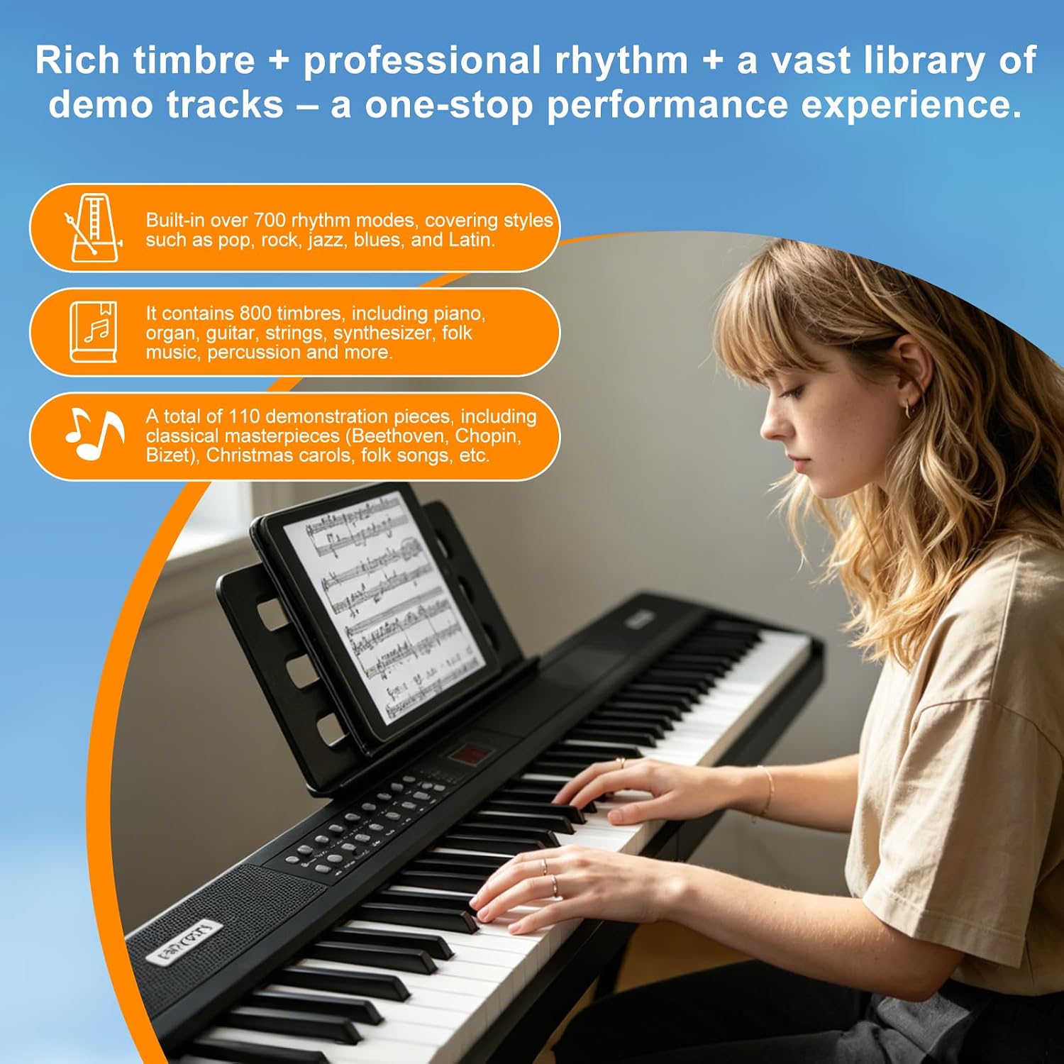 Foldable Piano Keyboard 88 Keys, Full Size Portable Digital Piano with Semi Weighted Keys, Electric Piano Keyboard with Sustain Pedal, Carry Bag and Headphones for Beginners Adults