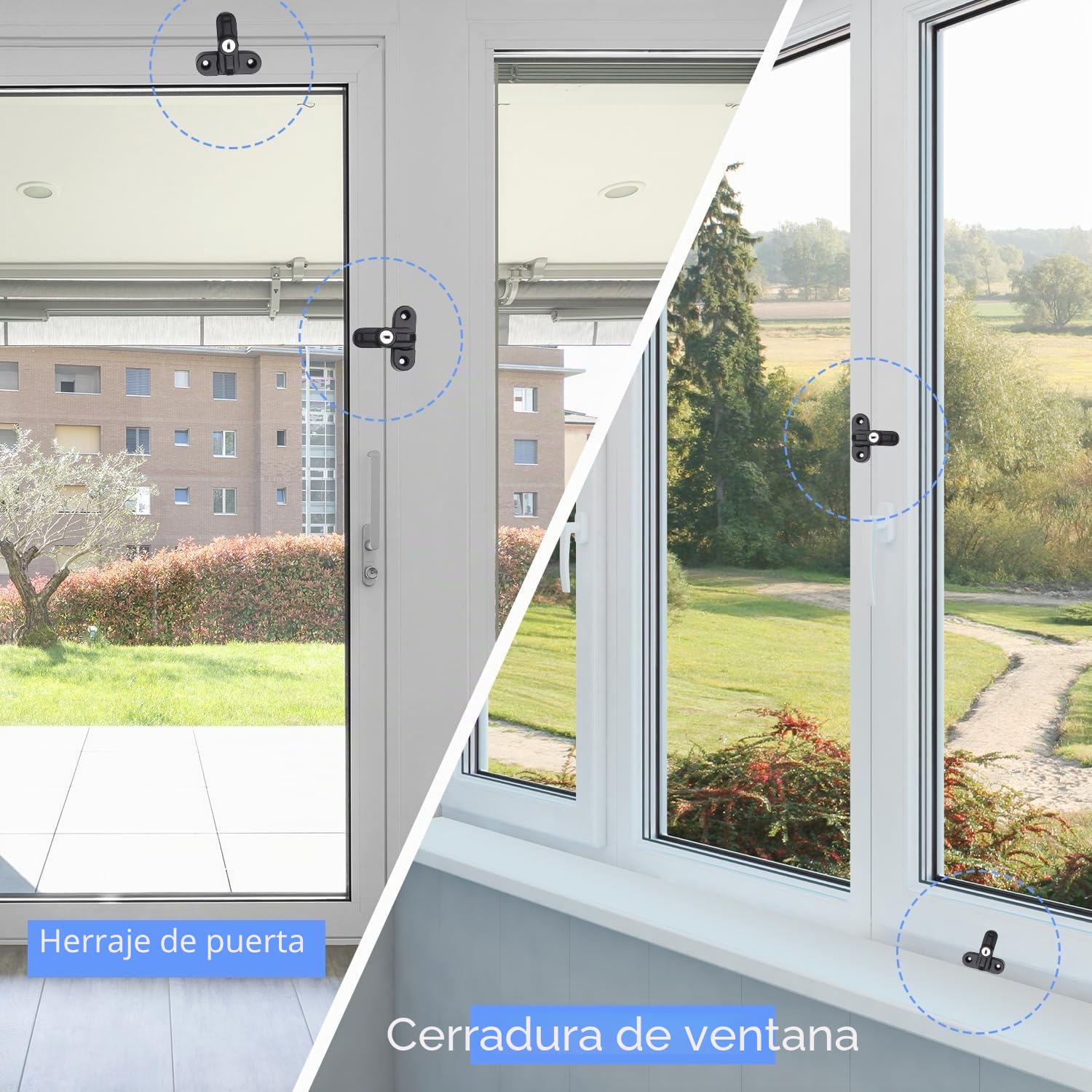 Tissting 4 Piezas Bloqueador de Seguridad Extra de la Aleación Cerradura de Ventana Externa con 2 Llaves, Cerradura de Hebilla En Forma de T de Ventana para Ventana Doble Individual (Negro)