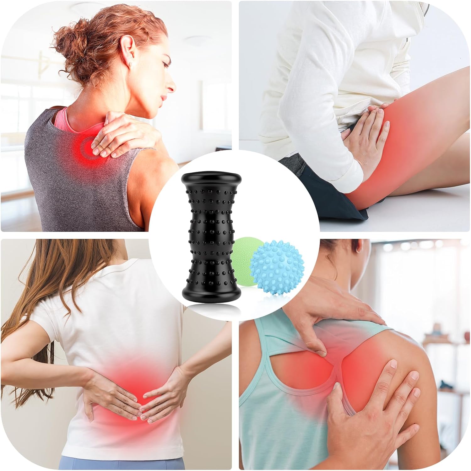 Maliton Massage Ball & Foot Roller - 3-in-1 Set with Spiky Ball, Lacrosse Ball, Massage Roller - Plantar Fasciitis Relief and Heel Spur Pain, Trigger Point Therapy for Deep Muscle Massage. - Image 5