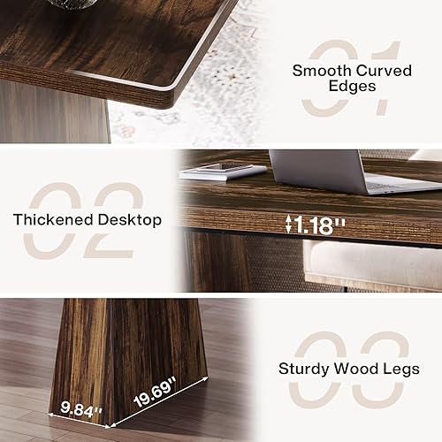 Miniatura 7 de Tribesigns Escritorio Ejecutivo de 63 Pulgadas, Escritorio Grande para Computadora de Oficina con Doble Pedestal, Estaciones de Trabajo Modernas y