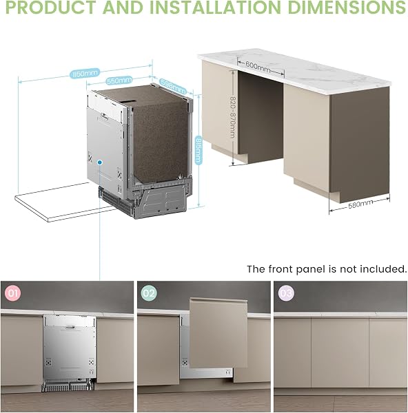 COMFEE' Fully Integrated Dishwasher with 14 Place Settings, Wi-Fi Connected, 47dB Low Noise, Built-in Dishwasher with Rapid Wash, Half-load, Auto Door Open Drying-CDWPF1415P-UK - 2