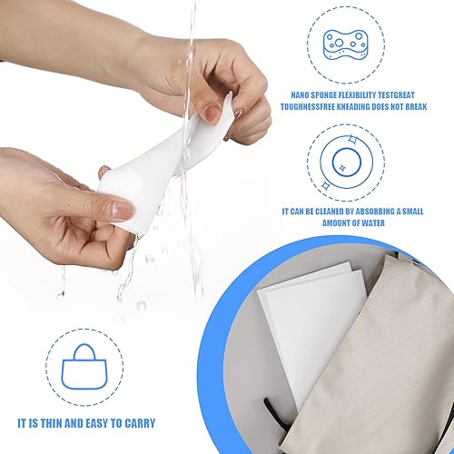 Miniatura 6 de Sawysine Paquete de 100 hojas de borrador desechables finas esponjas de limpieza, almohadillas de esponja de espuma mágica, toallitas para el hogar,