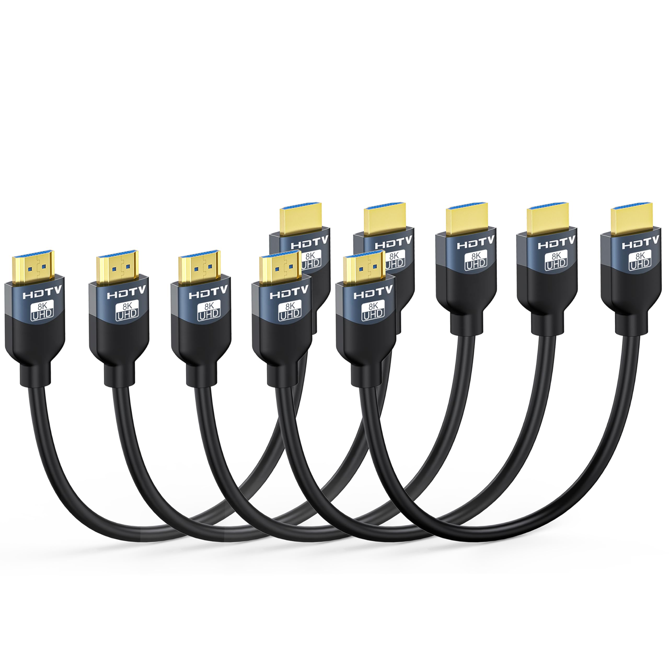 Cavi HDMI 2.1 8K da 30 cm, ad alta velocità HDMI per monitor da gioco PS5 TV-8K ARC e eARC HDMI Cord-165/180/240Hz, HDCP2.3, 3D/HDR10 per Soundbar, PS5, PS4, TV, Xbox, Roku, Cinema, Computer