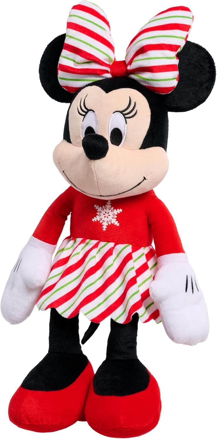 Just Play Disney Holiday Classics Large Minnie Mouse Yuletide Stripes Plush, 19-inch Stuffed Animal, Soft and Cuddly, Officially Licensed, Kids Toys for Ages 2 Up
