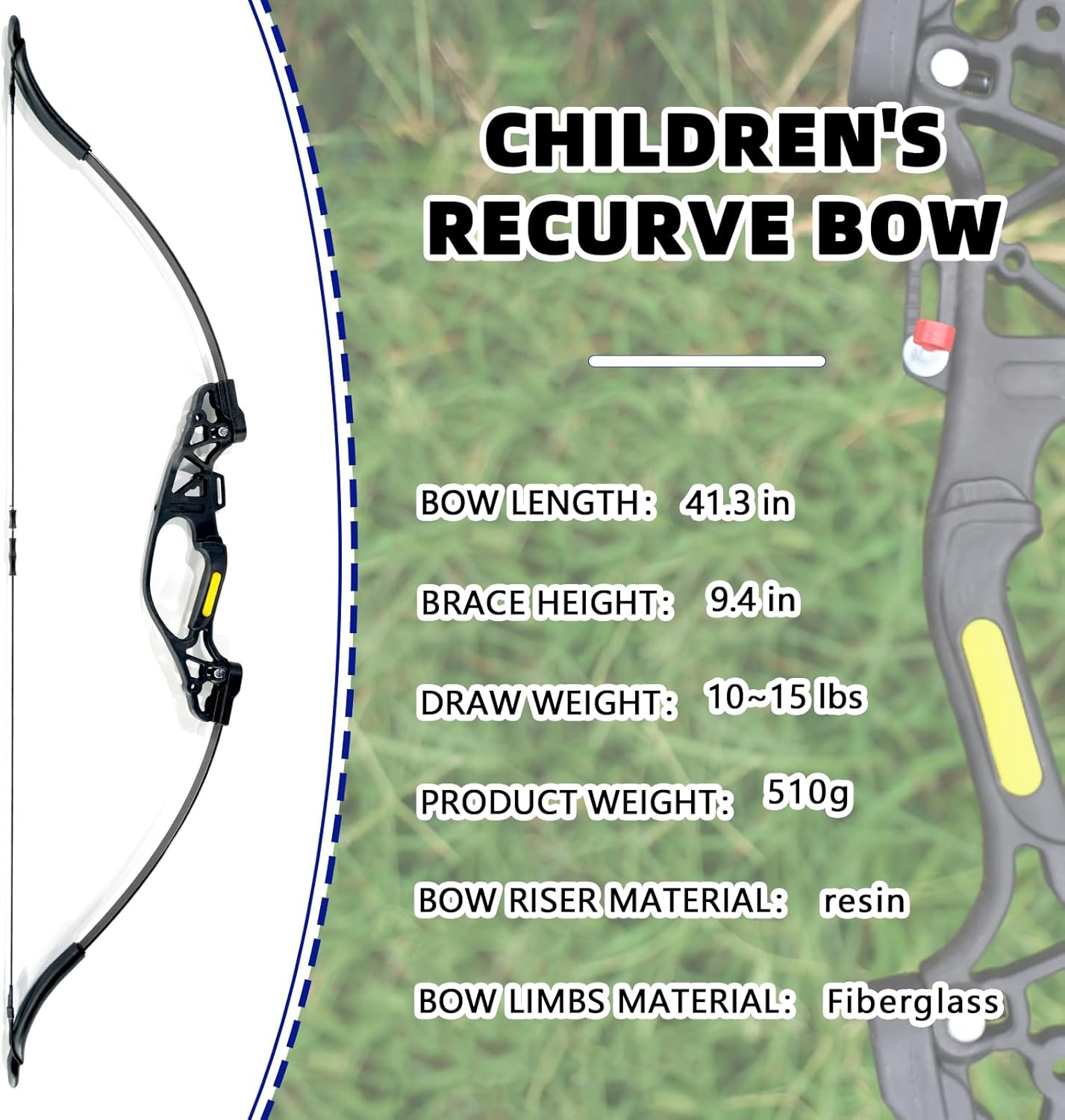 Youth Bow and Arrows Set Archery Bow Paper Target Shooting Practice Takedown Recurve Bow Kit