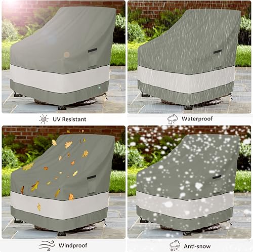 Miniatura 6 de Paquete de 2 fundas para sillas giratorias para exteriores, impermeables, 100% para sillas de patio al aire libre, 30 pulgadas de ancho x 34