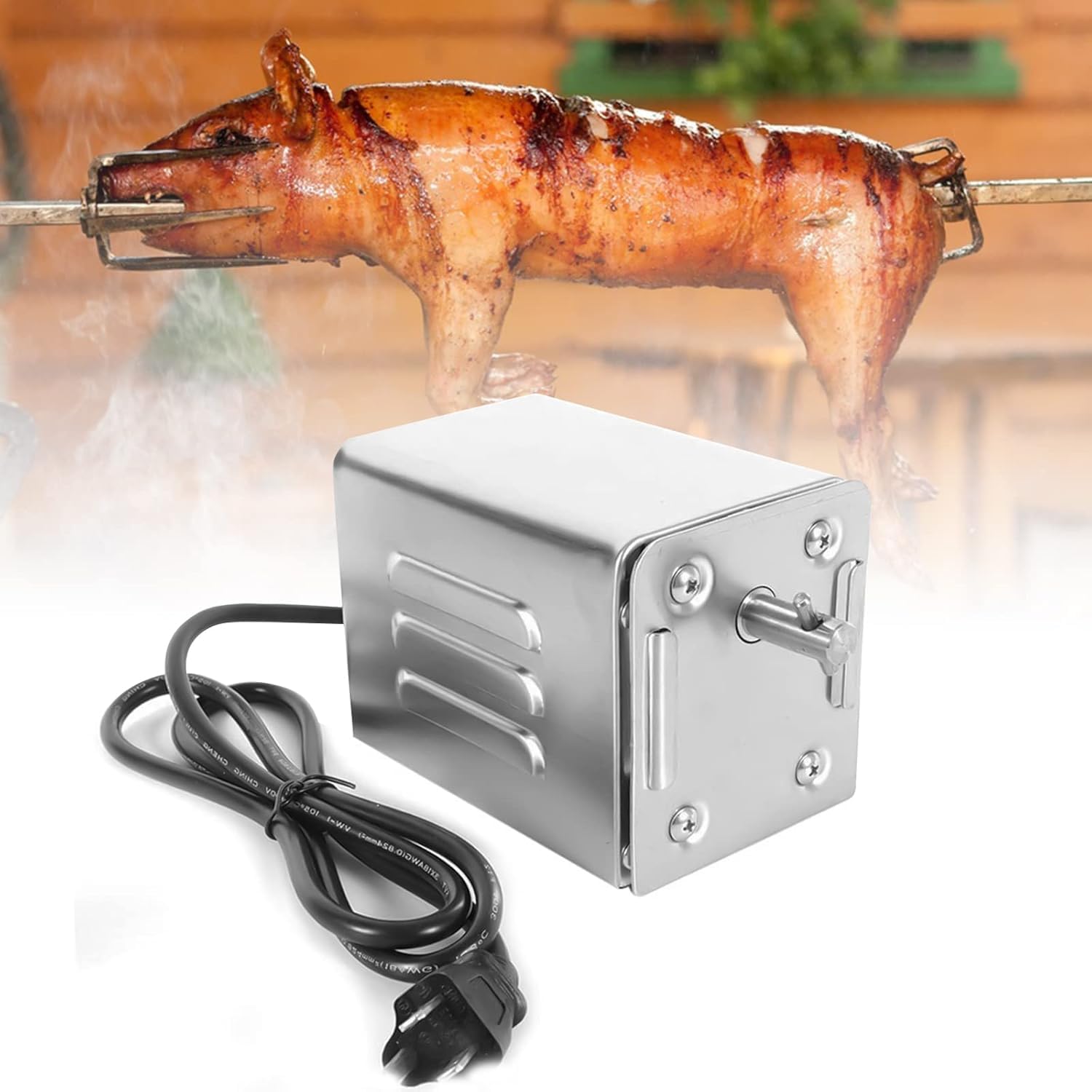 Motor para Barbacoa eléctrico，SP-S40 Barbacoa de Acero Inoxidable Motor Profesional Aplicado a Pollo, Cerdo, Cabra Asada a la parilla al Aire Libre (220V-240V)