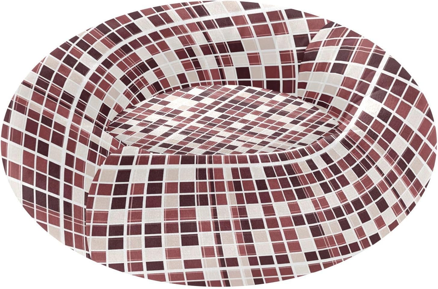 Pet Dog Beds Relieve Stress Fluffy Dog Pillow Bed for Medium Size Pets Sleeping M Squares White Burgundy