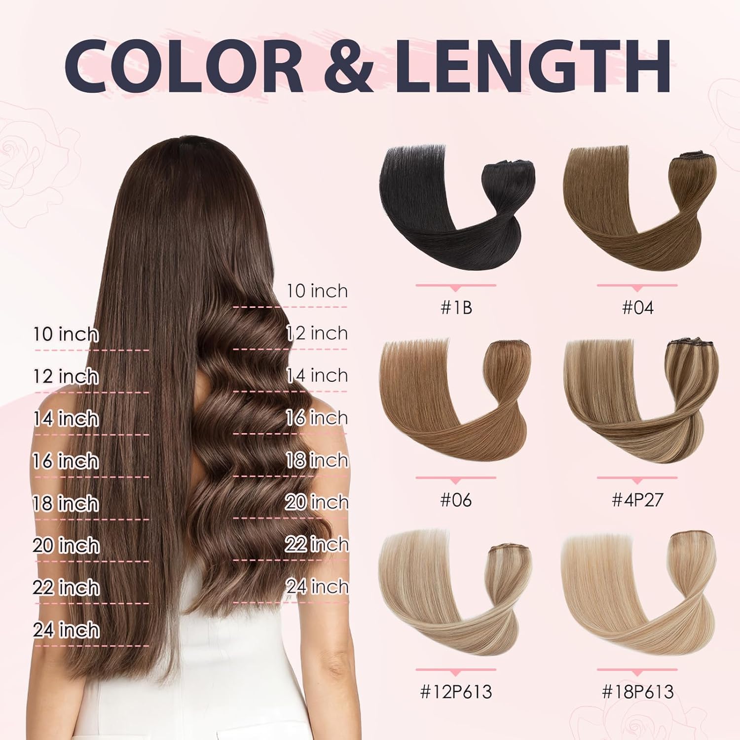 TESS 3 PCS Hair Extensions Clip ins Real Human Hair Straight Hair Extension for Women Soft Lace Wefts Invisible Clip in 14 Inches Chocolate Brown Mixed Light Brown