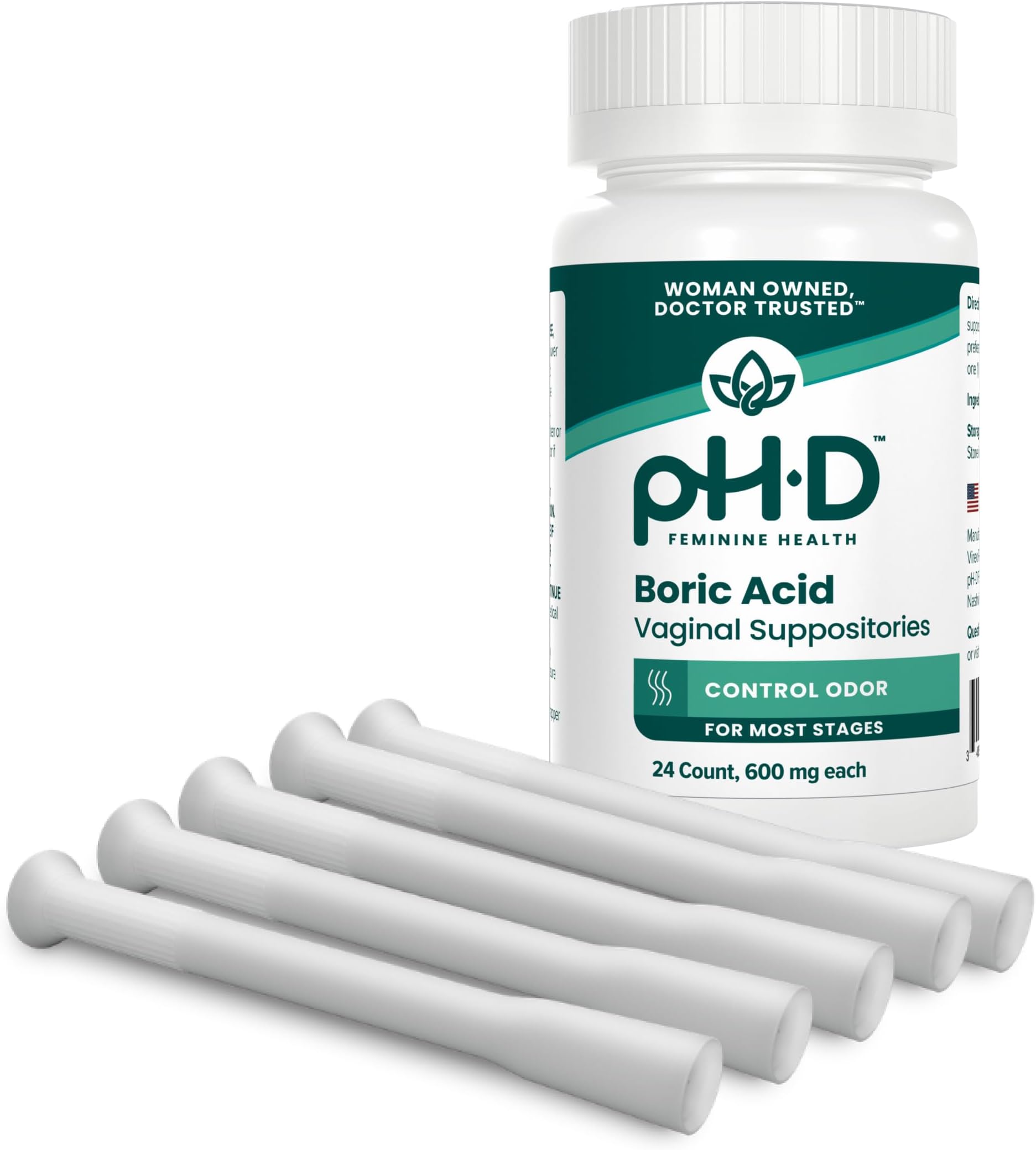 pH-D Feminine Health Boric Acid Suppositories for Women, 24 Count Bundle
