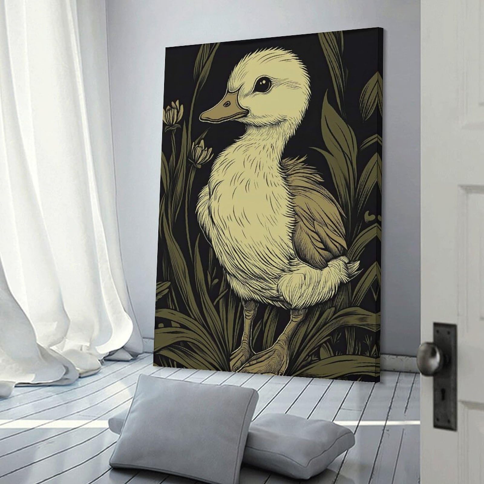 Junmoney Wall Picture Print Duckling in Grass, 20x30inch(50x75cm), for Entrance Walls, Hall Decor Or Foyers, A Neat Decor Update for Hallways