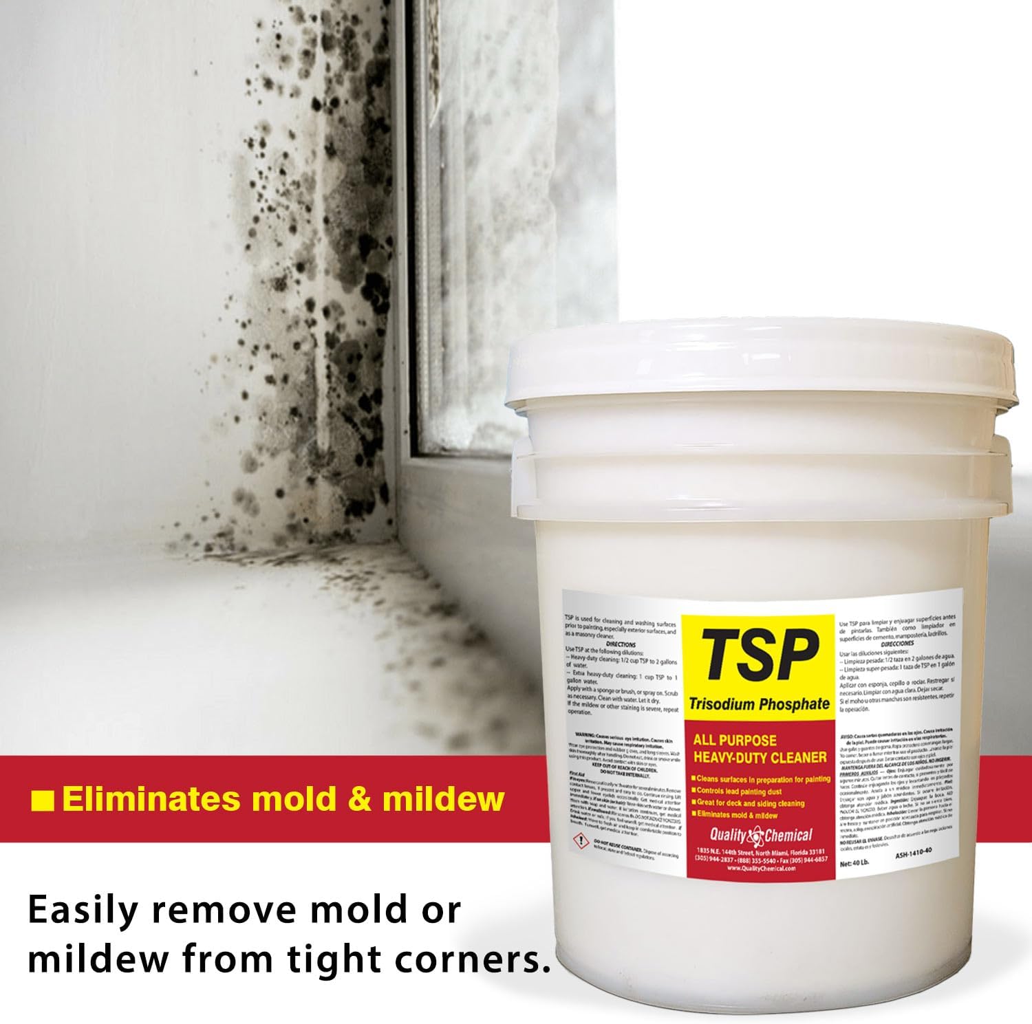 Quality Chemical Trisodium Phosphate (TSP) - TSP Cleaner and Degreaser - Heavy Duty Cleaner for Kitchen Cabinets, Cabinet Cleaner Degreaser, Cabinet Degreaser - 40 lb. Pail