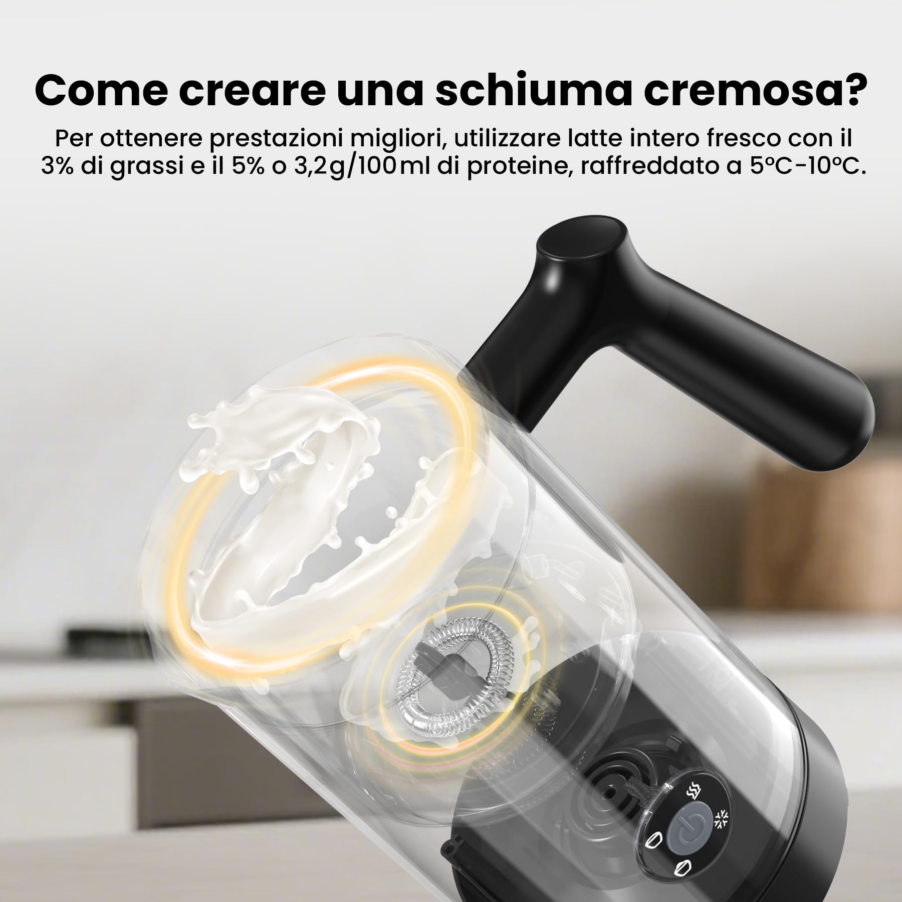 Montalatte Elettrico 4 in 1, Cappuccinatore Elettrico per Schiuma Calda e Fredda, Scaldalatte in Acciaio Inossidabile con Rivestimento Antiaderente, Macchina per Caffè, Cioccolata Calda (300ML)