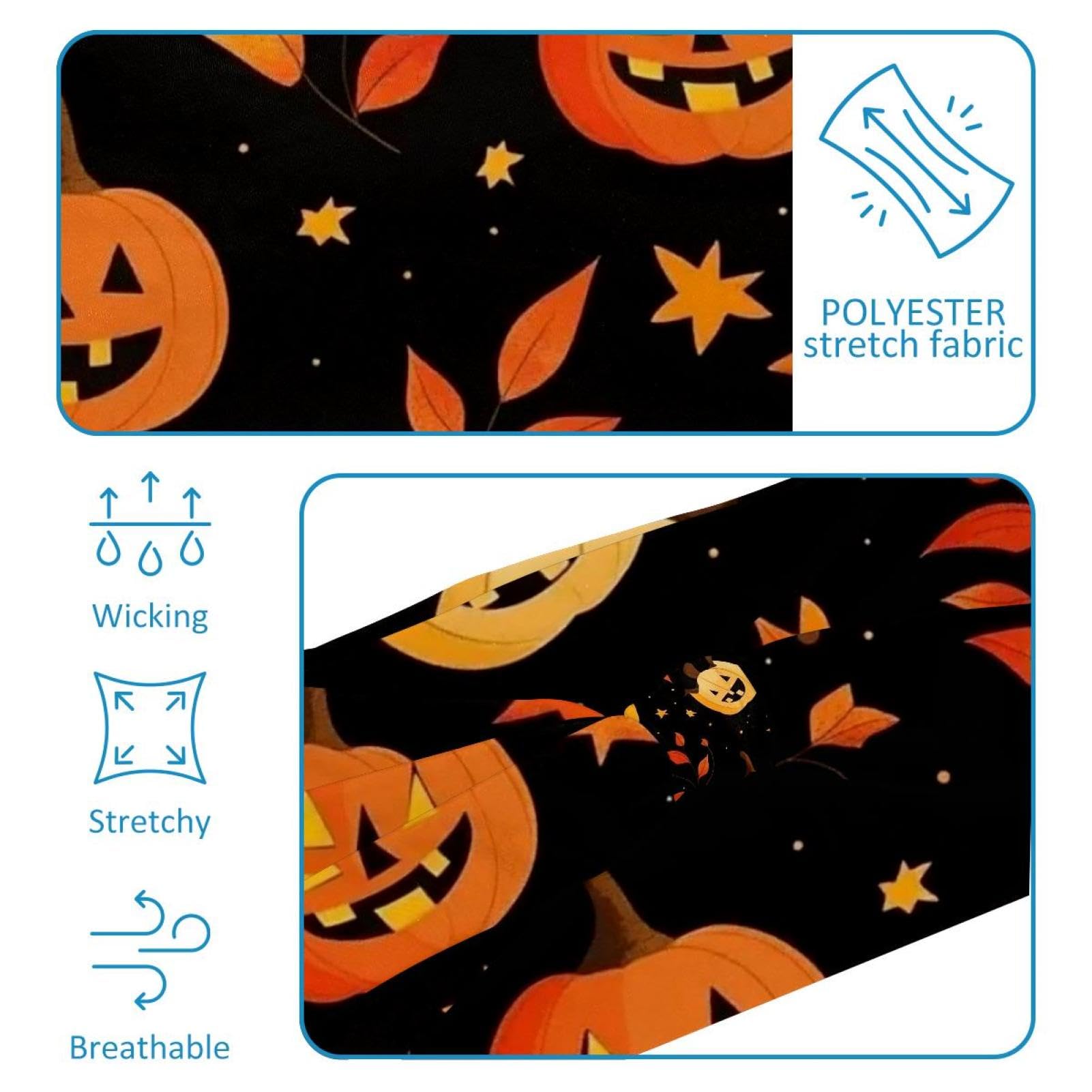 6 breite Stirnbänder für Damen, weiches Haarband, Sport-Haarband für Workout, Yoga, Laufen, nahtloses Muster von Halloween