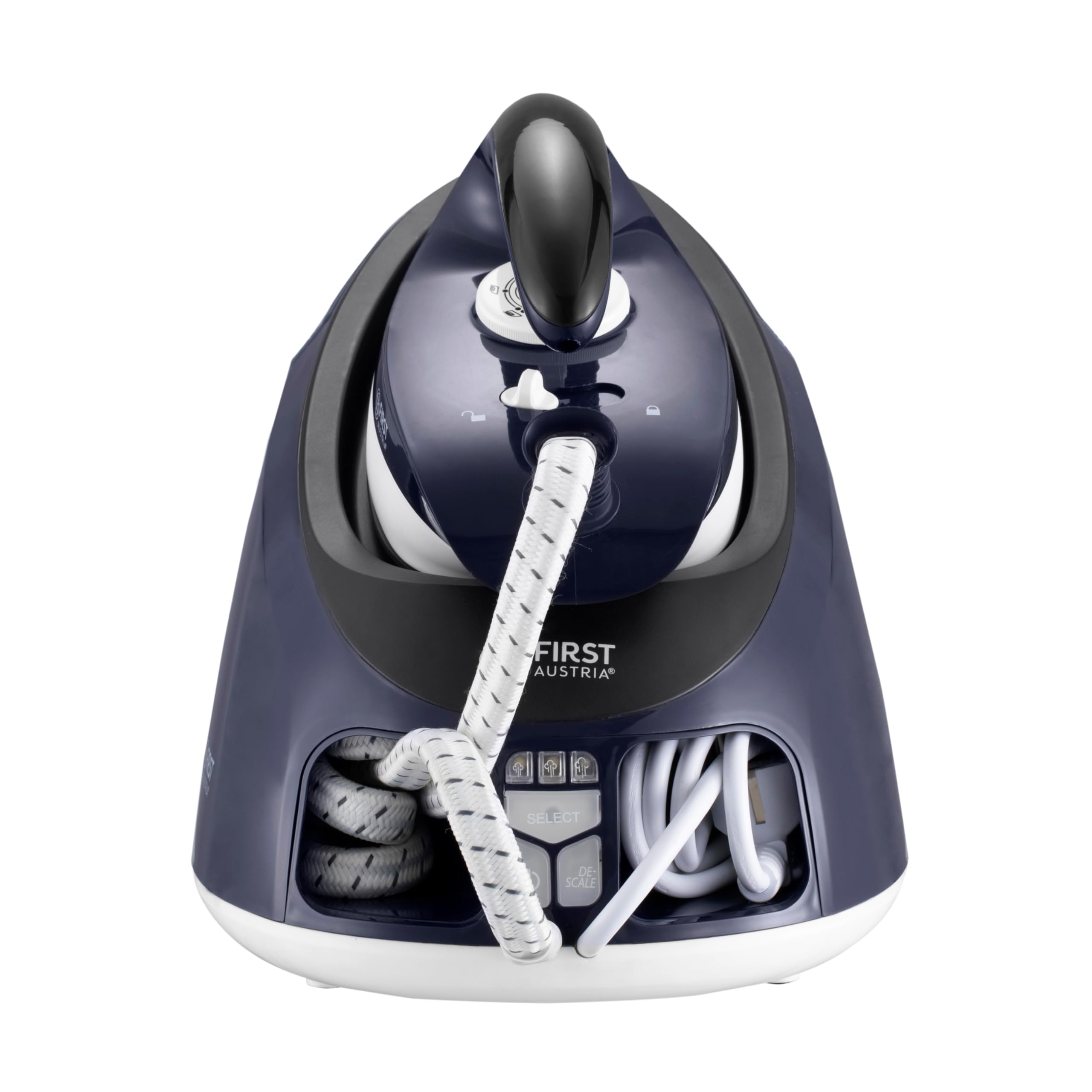 TZS First Austria - Ferro da Stiro con Caldaia 1,7L - 3000W - 6 Bar & 140g/min Vapore Continuo - Piastra in Ceramica - Stiro Verticale & Funzione Anticalcare - Blu