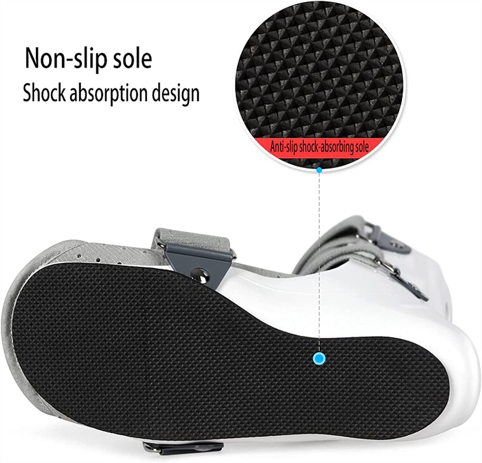 Soporte para espinillas, Bota ortopédica para el pie, Ajustable, con Suela Antideslizante, Soporte para la articulación del Tobillo, Cierre de Velcro, Transpirable, Forro extraíb