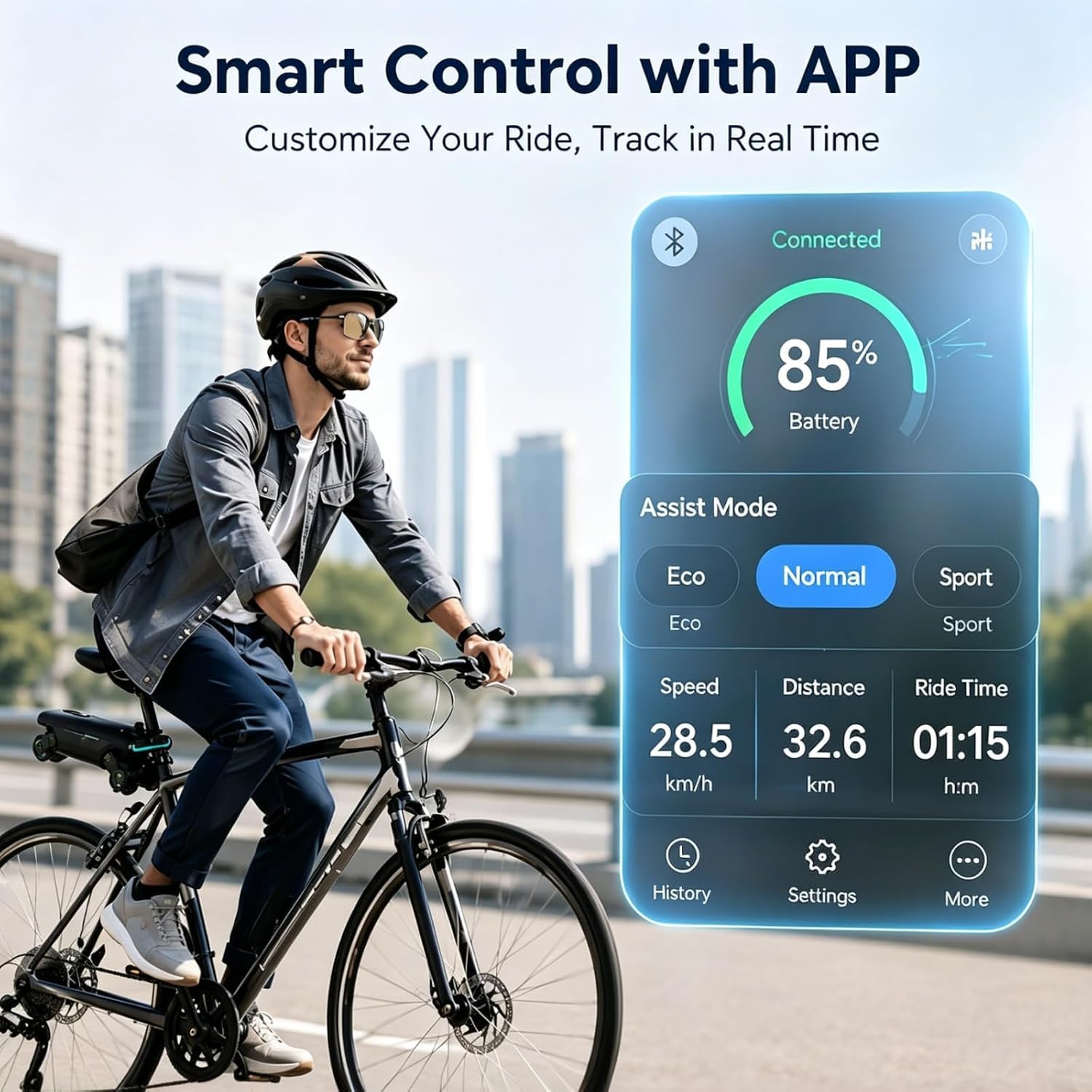 Kit di conversione per Bici elettrica Portatile, Dispositivo di Assistenza alla pedalata con Batteria Integrata e Motore da 200 W per spostamenti in Città e Viaggi. (Blue)