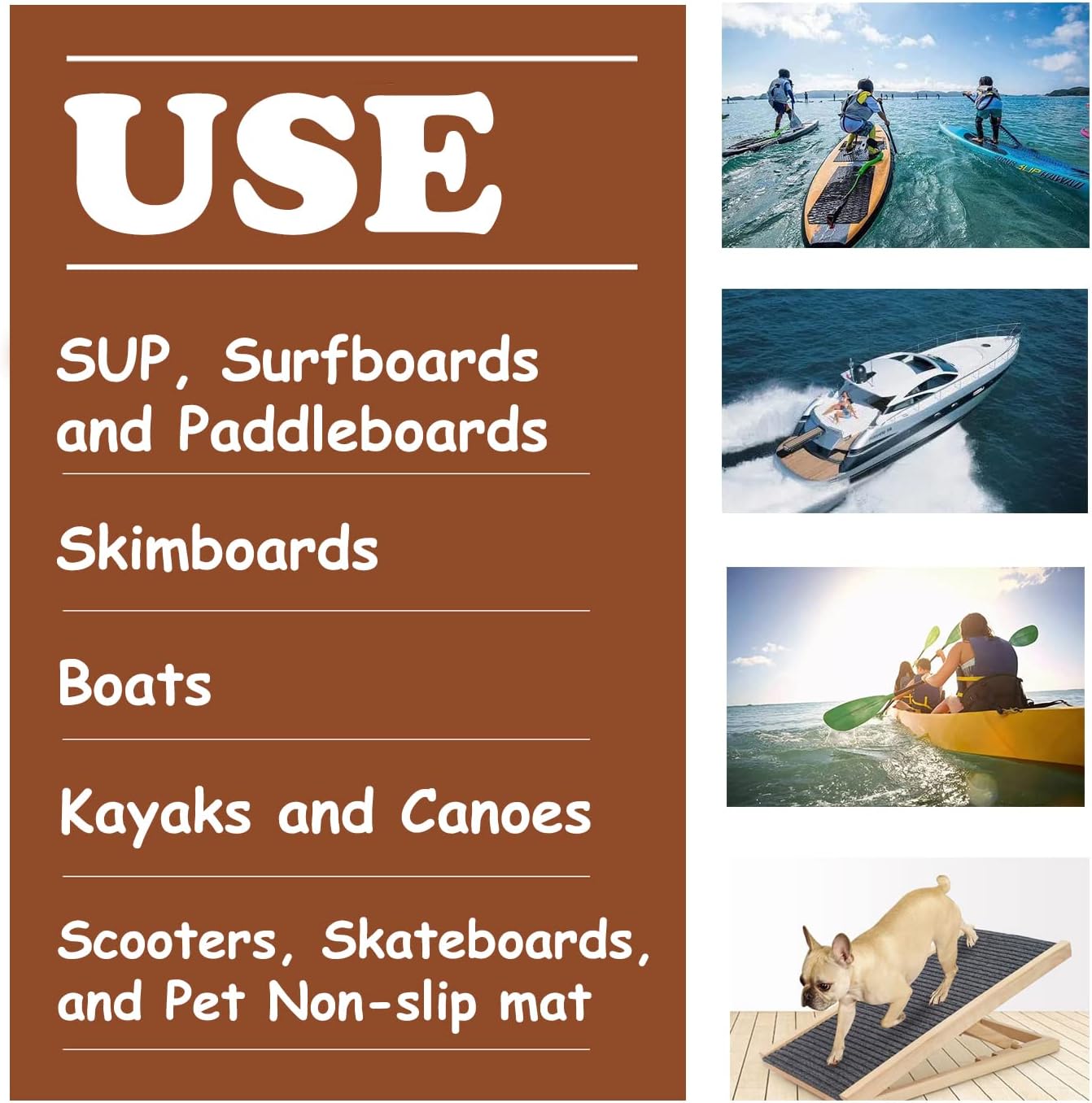 AQUBONA 6 Pcs 14”*10”-Non Slip Traction Mat - Non-Skid Marine Boat Flooring & Paddleboard Grip Pad - Versatile Mats for Paddle Board, Kayak, Surfboard, Skimboard, SUP & Deck Floor Padding