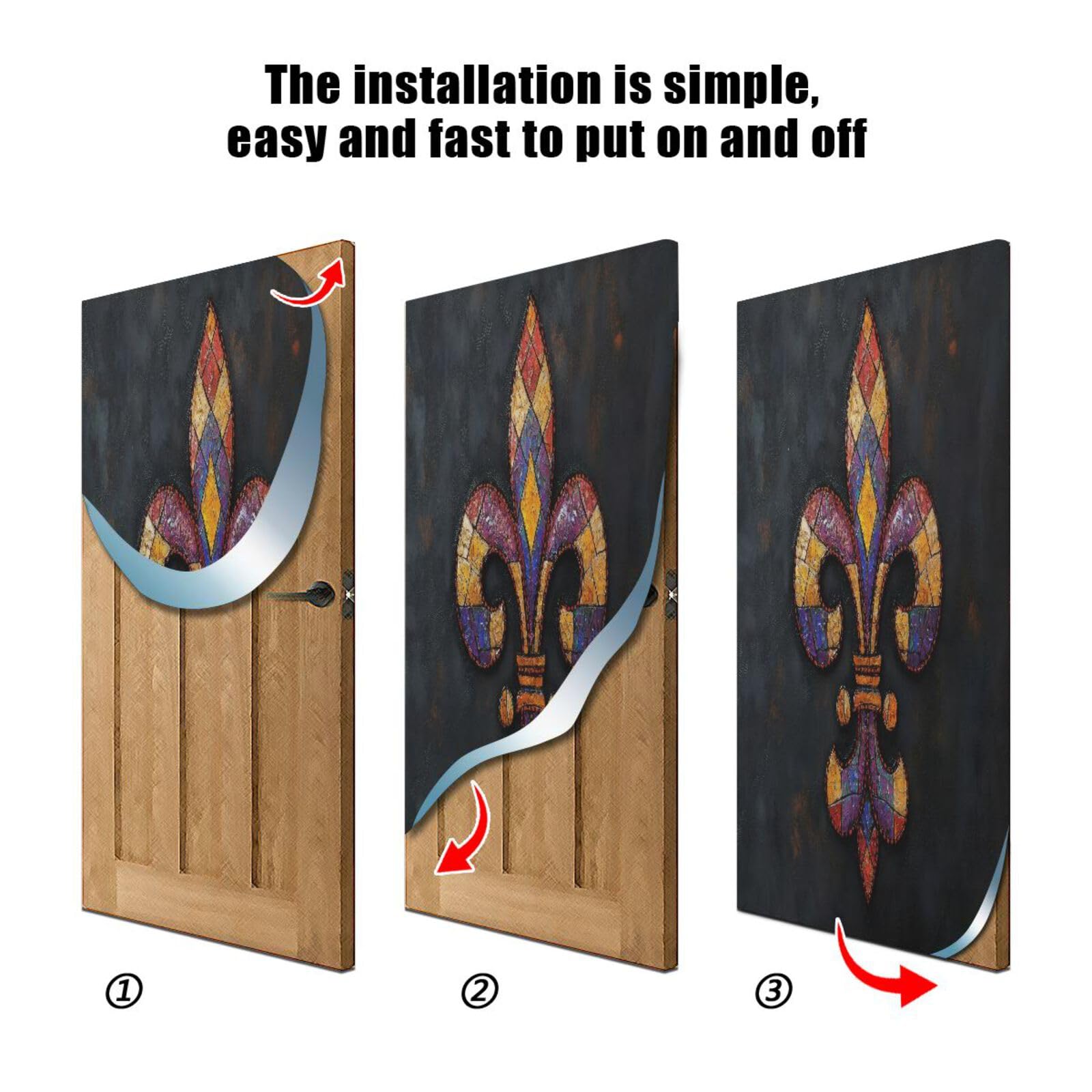 FLildon Mardi Gras Carnival Fleur De Lis Door Cover Decoration, Party Accessory Porch Decor for Festive Ornament Room Door Covers 36 x 98 Inch