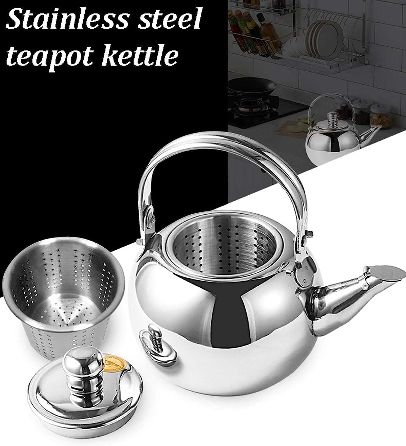 HEAGER Ceramic teapot, Stove Top Kettle, Whistling Kettle, Outdoor Kettle, Stainless Steel Whistling Kettle Small Kettle Teapot for Kitchen Gas Stove Induction Cooker Tea Kettle