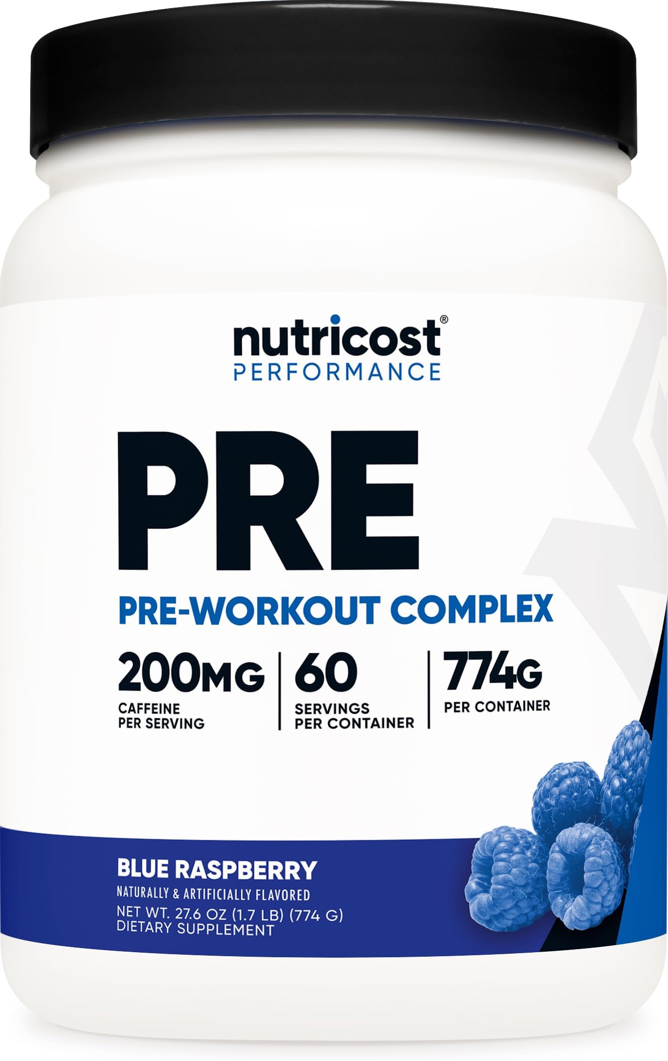 Pre-Workout Complex Powder (60 Servings, Blue Raspberry) - Pre-Workout Supplement with Beta-Alanine, Taurine & Amino Acids