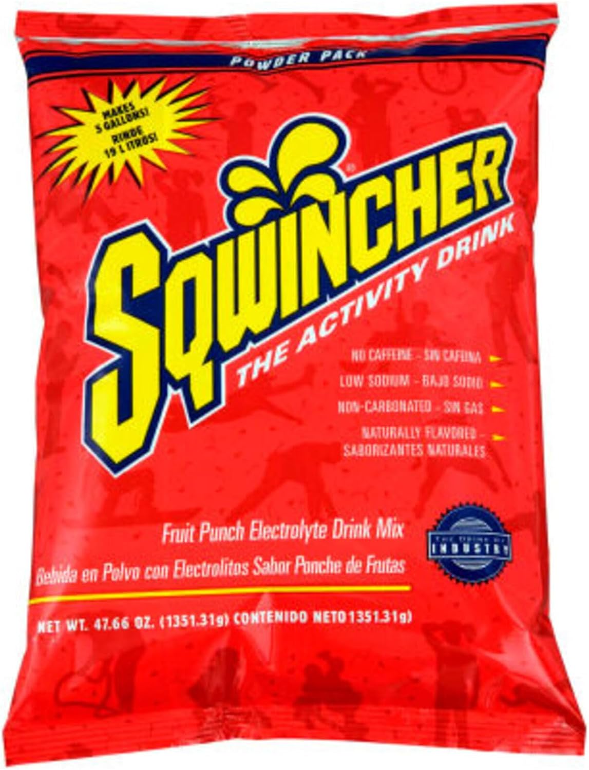 Sqwincher Powder Pack Fruit Punch Flavored Low Calorie Low Sodium Electrolyte Replenishment Hydration Drink Mix Just Add to 5 Gallons of Water 47.66 oz packet (pack of 16)