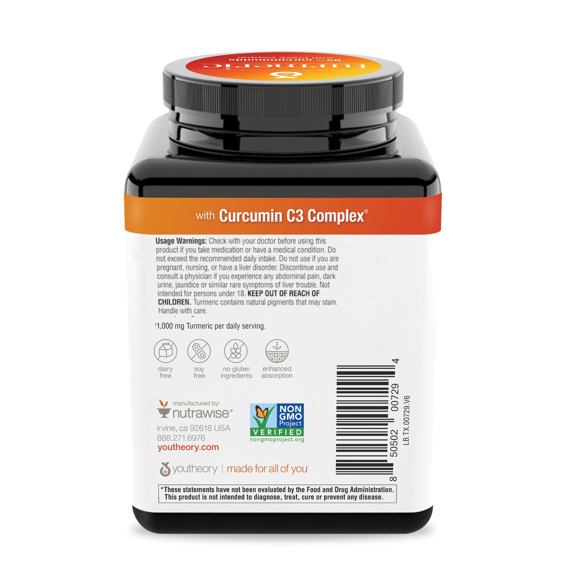Youtheory Turmeric Extra Strength - 1,000 mg - Supports Muscle & Joint Health* - Contains Bioenhancers, Curcuminoids & Herbal Extracts - USP Verified - 180 Vegetarian Capsules (90-Day Supply) — Amazon image 7