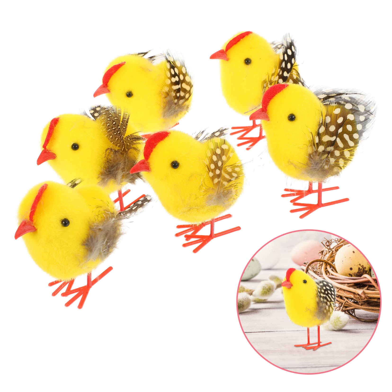 ABOOFAN 30 Pz piccolo ornamento di pollo giallo pulcini pasquali ripieni roba animale Home decor scrivanie ostacolare animali imbalsamati decorazione dei pulcini di pasqua pulcino pasquale