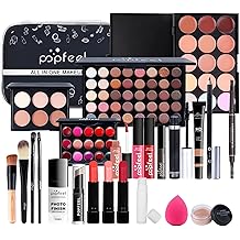 All in One Makeup Kit for Women Full Kit, Valentine's Day Gifts for Women Girls, Essential Bundle With Eyeshadow Palette, Brush, Lipstick, Blush, Foundation, Concealer, Mascara, Eyebrow Pencil