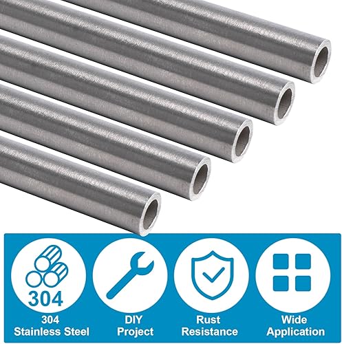 Miniatura 4 de Vigorous Tubo de acero inoxidable 304 de 0.984 in de diámetro exterior x 3 pies, tubo de acero inoxidable sin costuras, tubo de metal redondo para