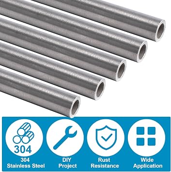 Vigorous 3/4 OD x 3 Ft. 304 Stainless Steel Tube, Seamless Stainless Steel Tubing, Round Metal Pipe for DIY Crafts, Industry, Furniture, Frames, 3mm Wall Thickness (1 Pcs)