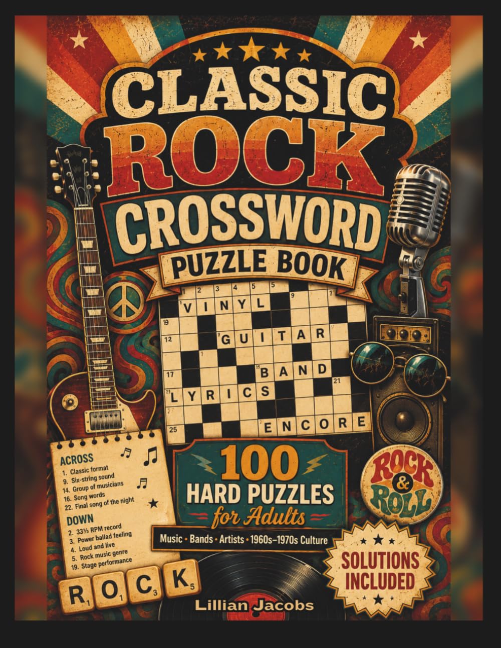 Classic Rock Crossword Puzzle Book: 100 Hard Crossword Puzzles for Adults