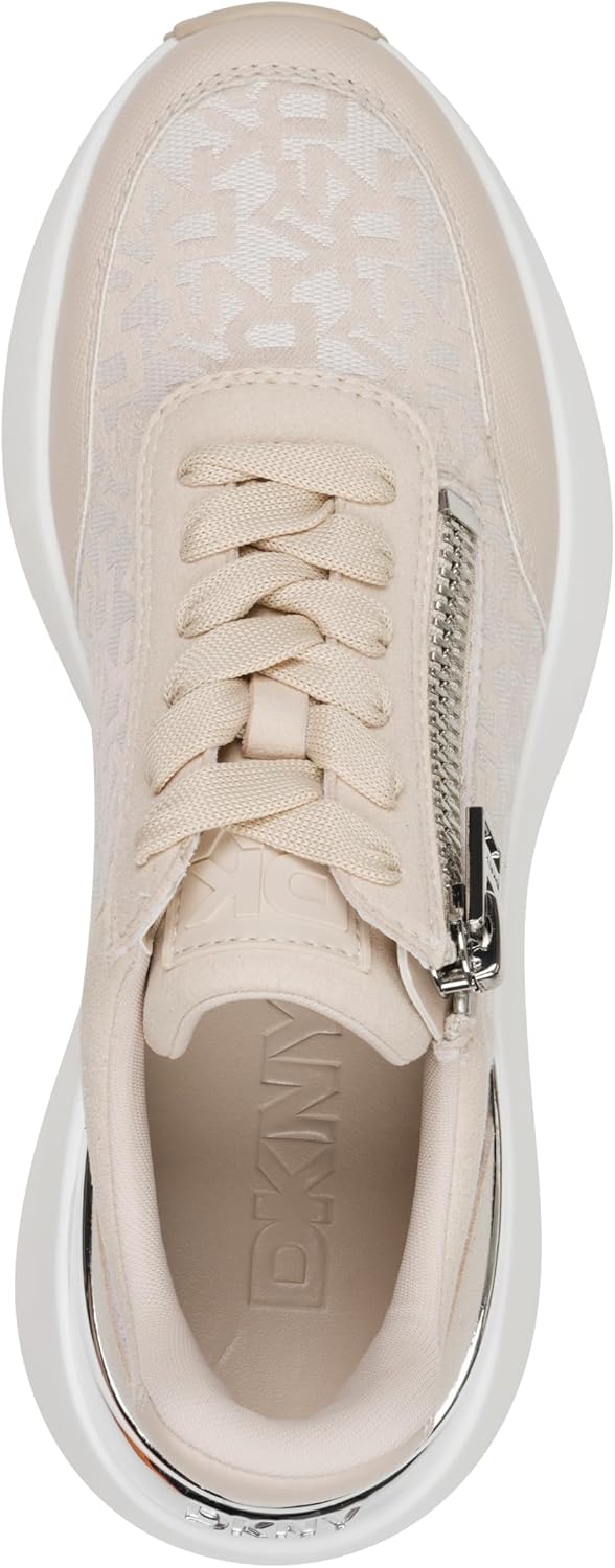 DKNY Women's Zacata Everyday Lace Up Sneaker with Side Zipper