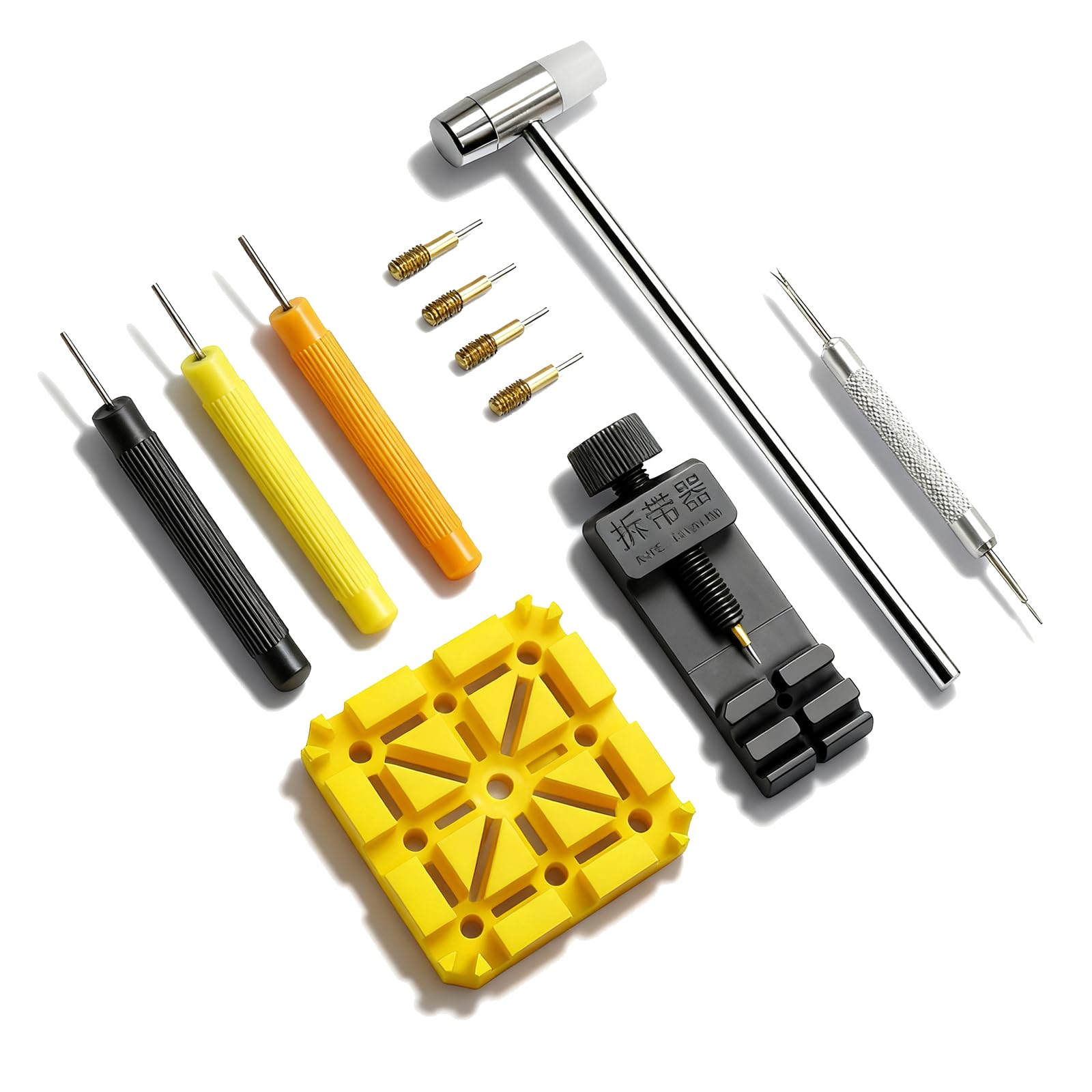 DADADEFEIJI Watch Link Removal Kit Watch Strap Removal Tool Watch Band Sizing Tool Watch Band Pin Remover Watch Pins Replacement Watch Hammer Spring Bar for Watch Strap Adjustment