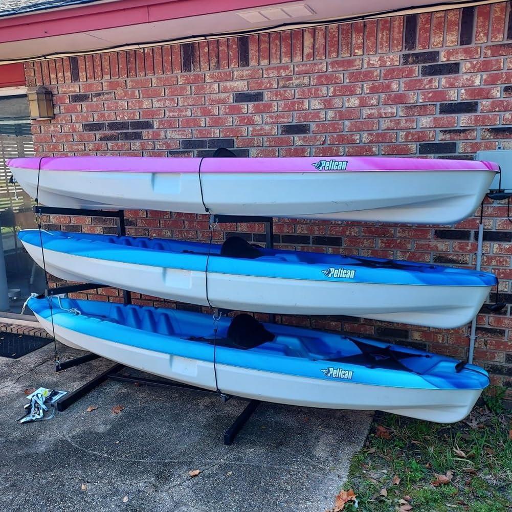 Scaffale autoportante per kayak, supporto multiuso resistente per kayak, SUP, canoe, tavole da surf e paddleboard, ideale per uso interno ed esterno in garage