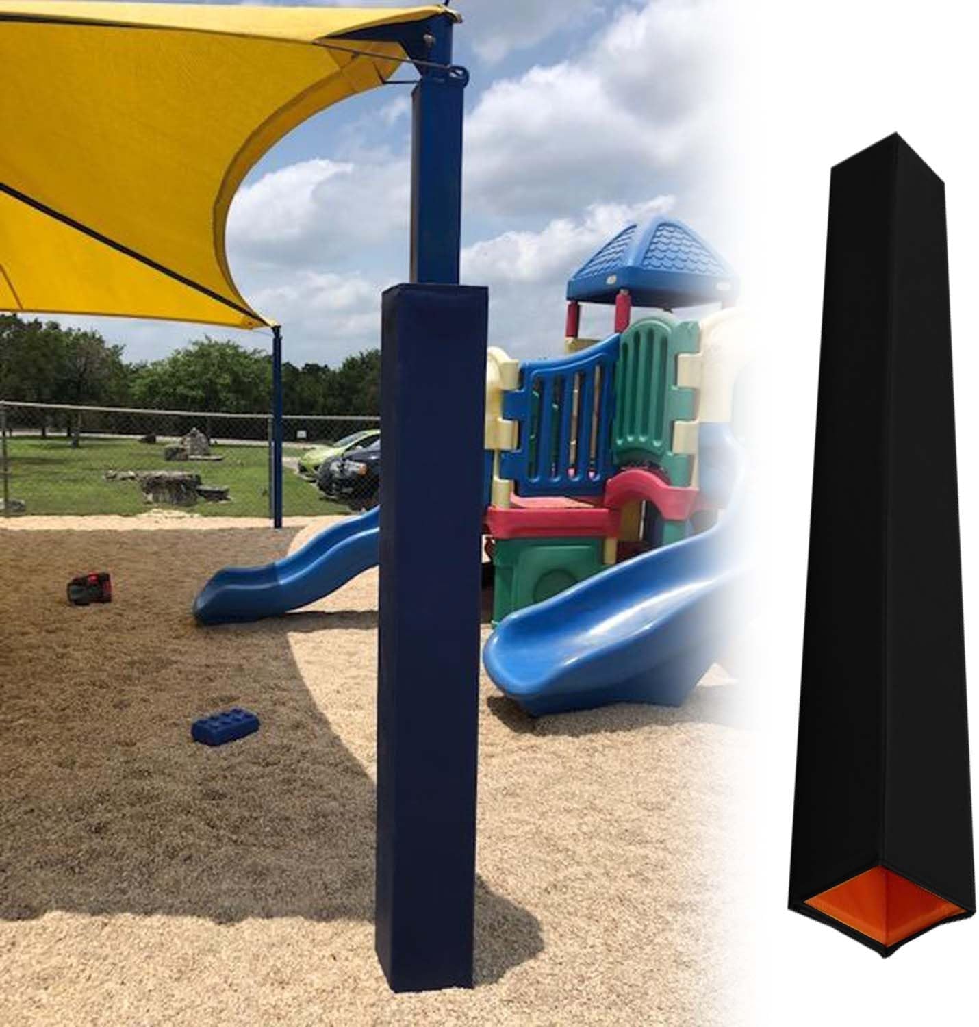 7ft Square Pole Padding - Self-Adhesive Column Protector for 3x3/4x4/5x5/6x6/7x7/8x8, All-Weather Gym & School Cushion Wrap, Black (2.5"x2.5" - 6x6cm)