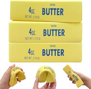 3 Pcs Butter Squishy Toy, Slow Rising Squishy Butter Stick, Soft Slow Rebound Squeeze Toys for Stress Relief, Sensory Fidget Pack for Adults Party Favors Classroom Prizes Office Desk